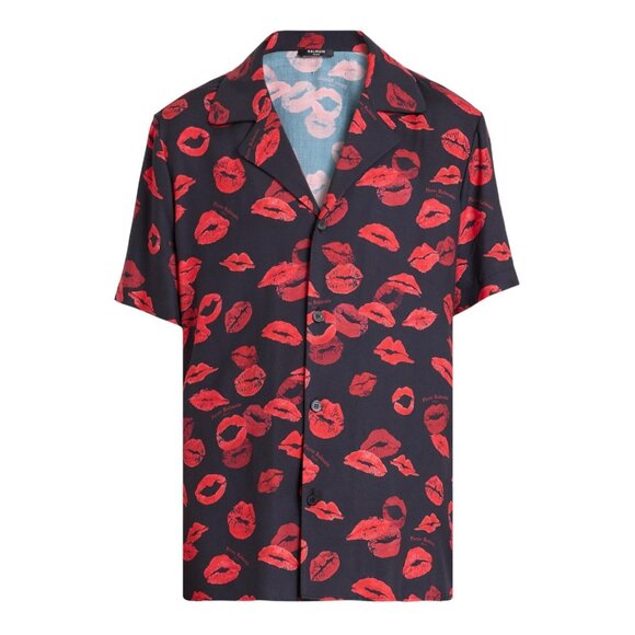 Nwt Balmain - Sz 50 Men's Kiss Print Relaxed-Fit ShirtKiss All Over Logo $990